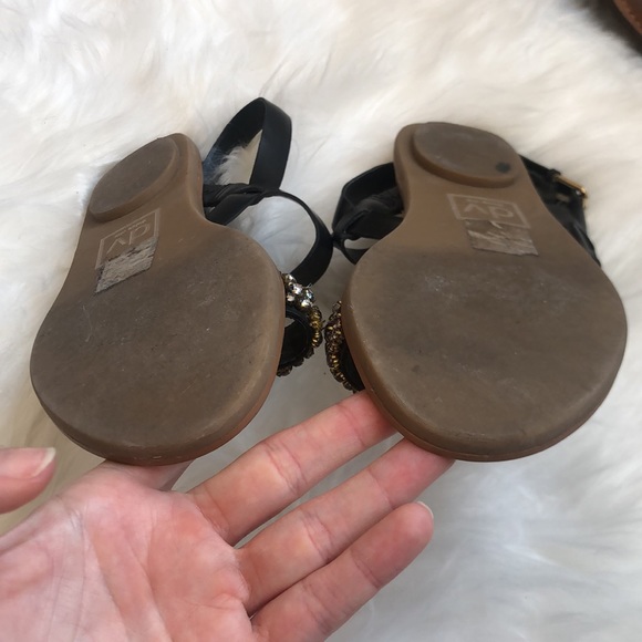 Dolce Vita Black Leather Sandals w/ Crystals Sz7.5 - Picture 5 of 5
